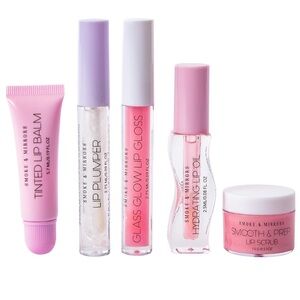 5 Piece Pink Lip Care Collection with Clear Case
